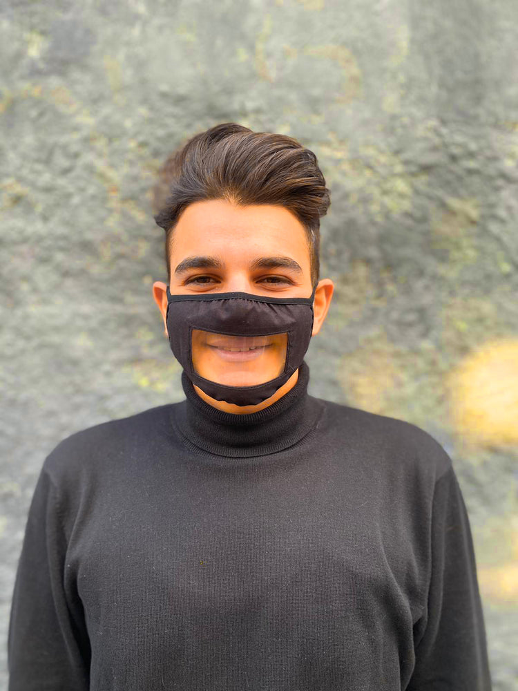 Mundschutzmaske transparent + 1x Mundschutzhalter als Geschenk - Cisell