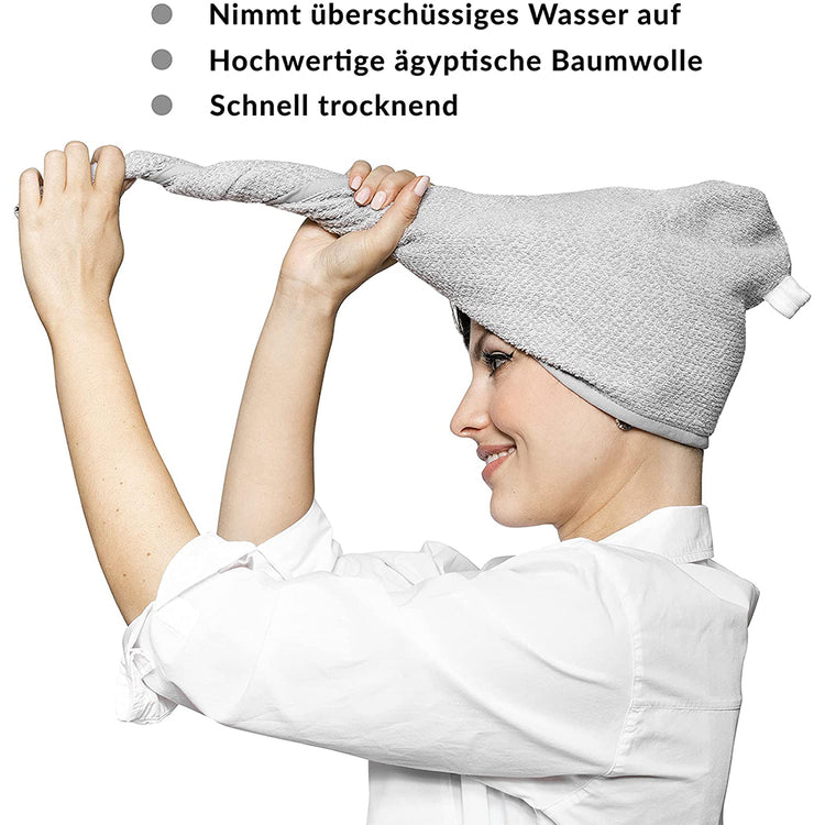 Turban Handtuch,Kopfhandtuch mit Knopf Mikrofaser Haarturban Schnell Trocknend