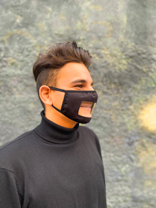 Mundschutzmaske transparent + 1x Mundschutzhalter als Geschenk - Cisell